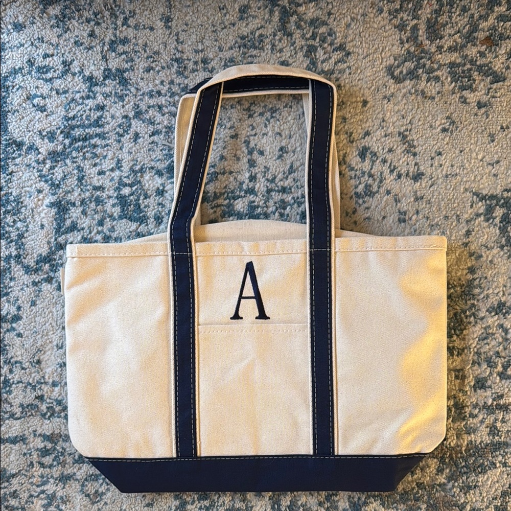 Canvas Tote Bag with Monogram A